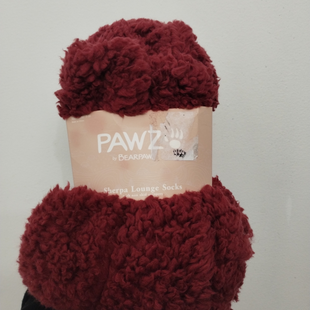 BearPaw Pawz Sherpa Socks in Burgundy